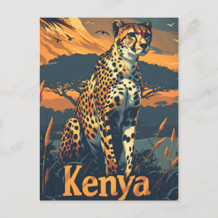 Kenya Cheetah Vintage Postcard