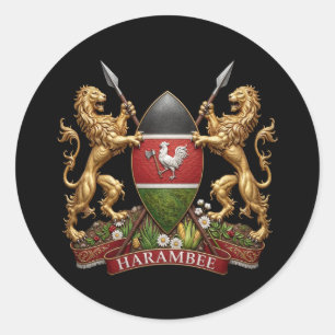 Kenya Coat arms symbol emblem country flag lion Classic Round Sticker