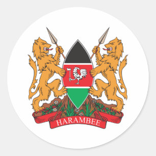 Kenya Coat Of Arms Classic Round Sticker