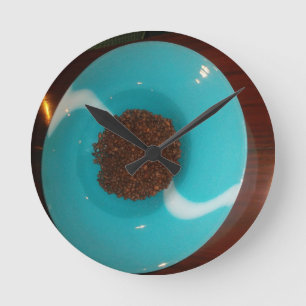 Kenya Coffee Beans Cyan Round Clock