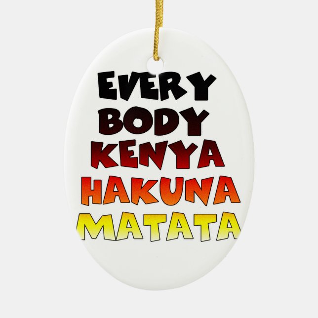 Kenya Colourful Gradient: Hakuna Matata Swahili Ceramic Tree Decoration (Front)