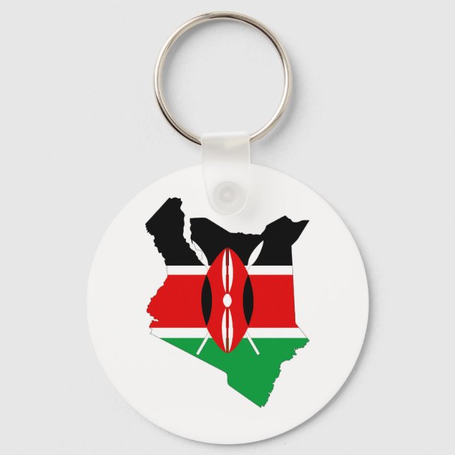 kenya country flag map key ring (Front)