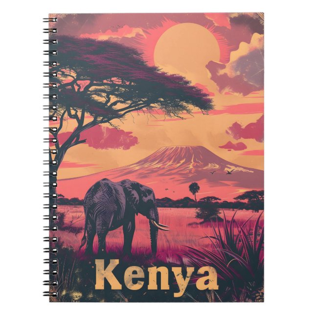 Kenya Elephant Sunset Notebook (Front)