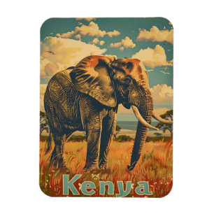 Kenya Elephant Vintage Magnet