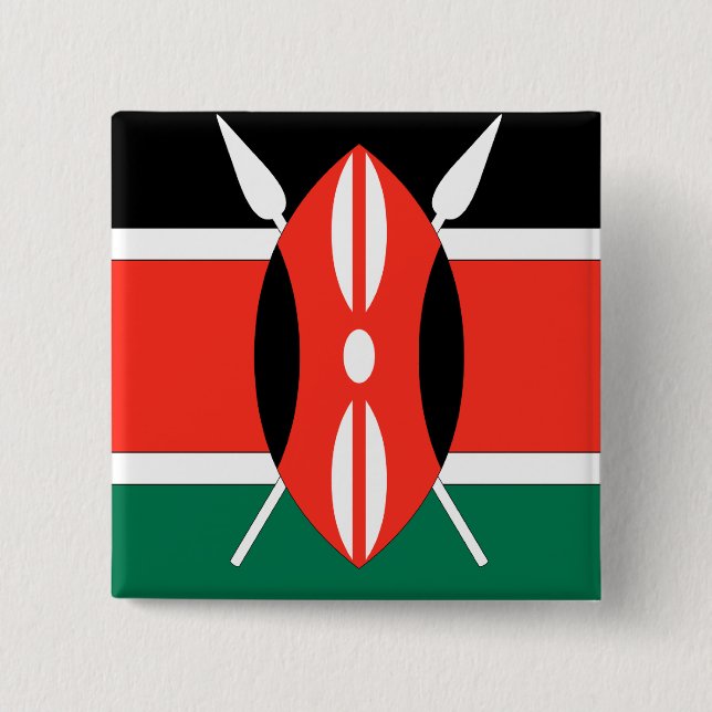 Kenya Flag 15 Cm Square Badge (Front)