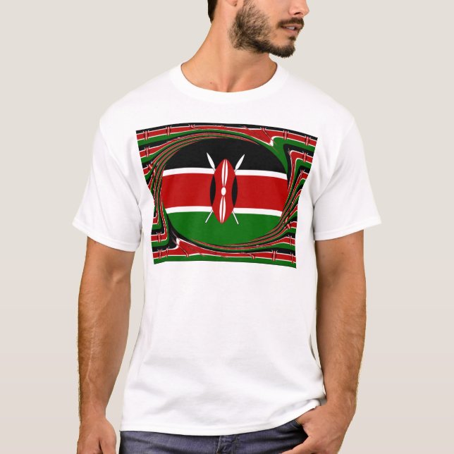 Kenya Flag Art – Patriotic & Modern Design T-Shirt (Front)