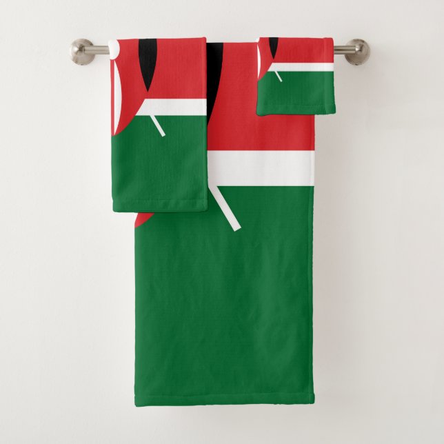 Kenya flag bath towel set (Insitu)