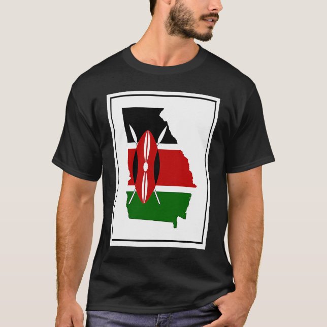 Kenya Flag by US State Georgia T-Shirt (Front)