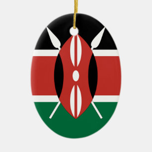 Kenya Flag Ceramic Tree Decoration