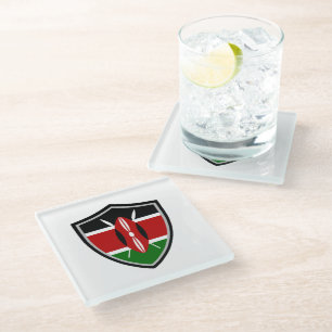 Kenya flag glass coaster