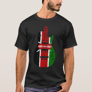 Kenya Flag Guitar Vintage Musician T-Shirt