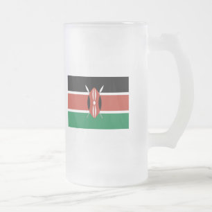 Kenya FLAG International Frosted Glass Beer Mug