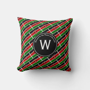KENYA FLAG Kenyan  Customised Monogram Scripture Cushion