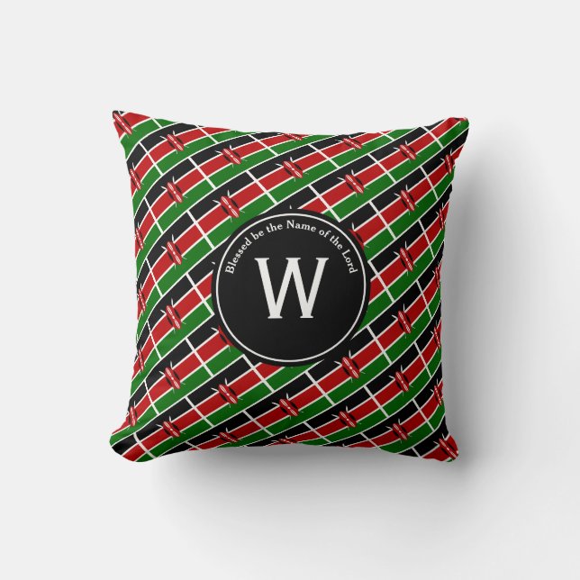 KENYA FLAG Kenyan  Customised Monogram Scripture Cushion (Front)