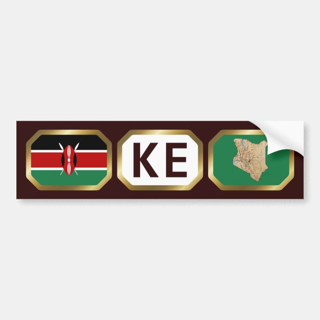Kenya Flag Map Code Bumper Sticker (Front)