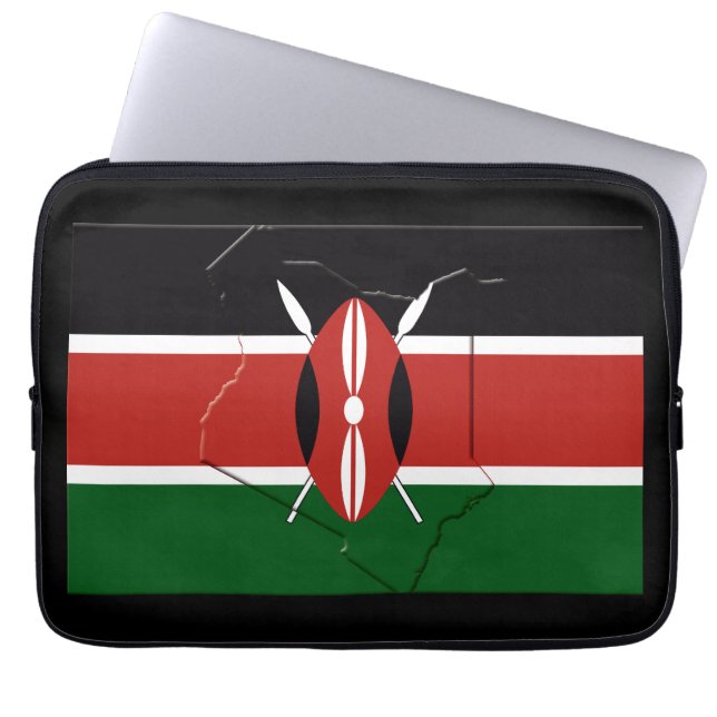 KENYA Flag Map Patriotic Computer Laptop Sleeve (Front)