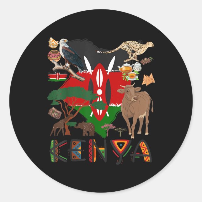 Kenya Flag Outfit Idea For Kids Kenya Food Kenyan  Classic Round Sticker (Front)