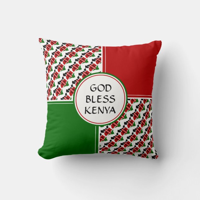 KENYA FLAG Patriotic Kenyan GOD BLESS Cushion (Front)