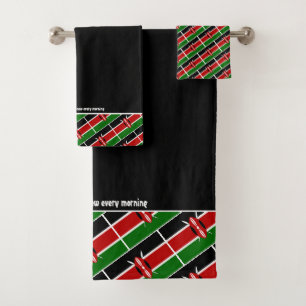 KENYA FLAG Personalised Scripture BLACK Bath Towel Set