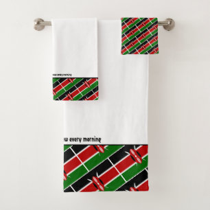 KENYA FLAG Personalised Scripture WHITE Bath Towel Set