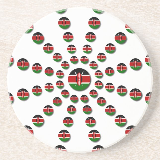 Kenya Flag Radial Pattern: Patriotic Art & Decor Coaster (Front)