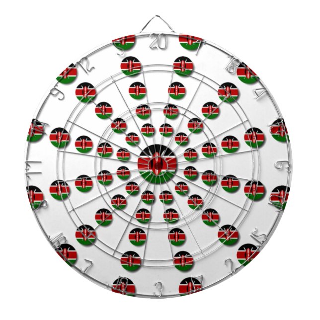 Kenya Flag Radial Pattern: Patriotic Art & Decor Dartboard (Front)