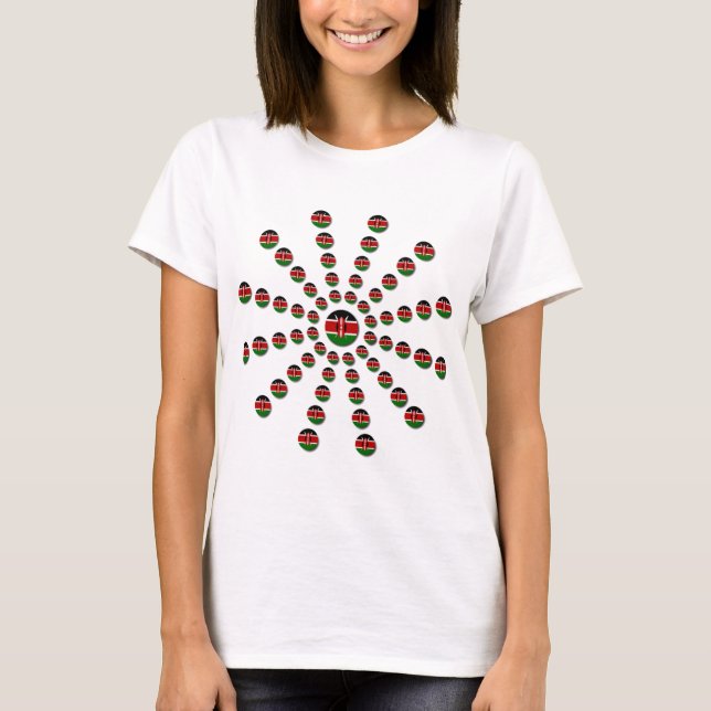 Kenya Flag Radial Pattern: Patriotic Art & Decor T-Shirt (Front)