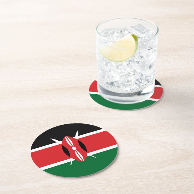 Kenya flag round paper coaster (Insitu)
