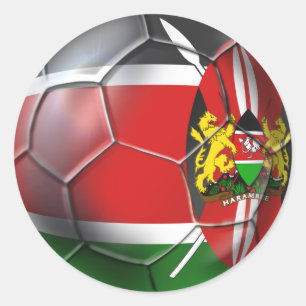 Kenya flag soccer ball soccer players gifts classic round sticker