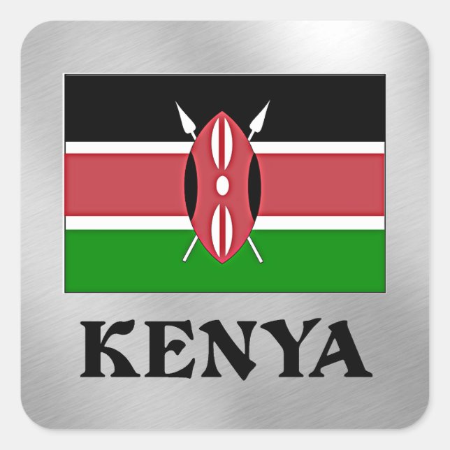 Kenya flag square sticker (Front)
