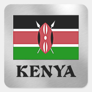 Kenya flag square sticker