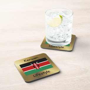 Kenya Flag+Text Coaster