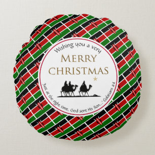 KENYA FLAG Three Wise Men KENYAN Christmas Round Cushion