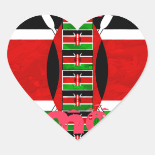 Kenya Flag Tuko Pamoja Heart Sticker