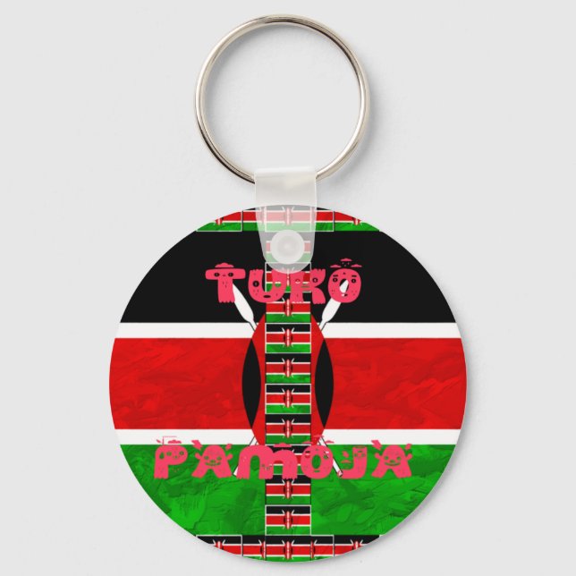 Kenya Flag Tuko Pamoja Key Ring (Front)