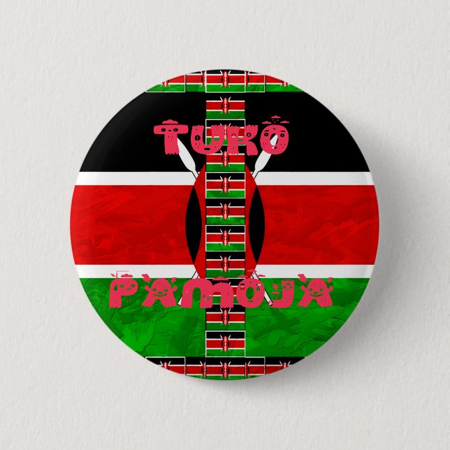 Kenya Flag: Tuko Pamoja - Unity Art Design 6 Cm Round Badge (Front)