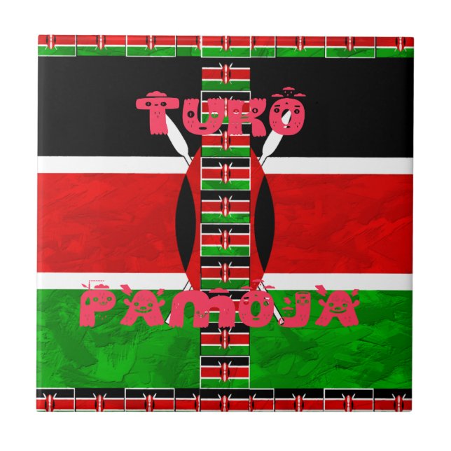 Kenya Flag: Tuko Pamoja - Unity Art Design Tile (Front)
