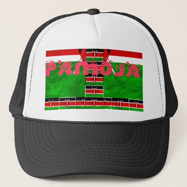 Kenya Flag: Tuko Pamoja - Unity Art Design Trucker Hat (Front)