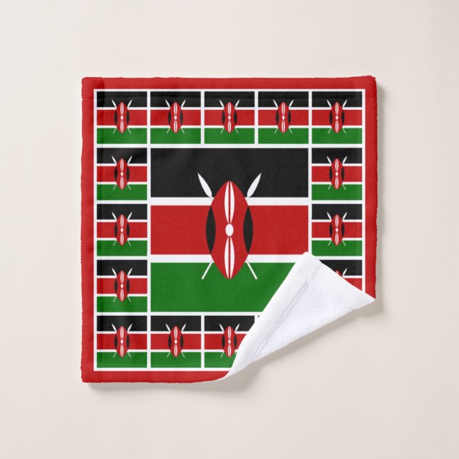 Kenya Flag Wash Towel, Kenya Bathroom Wash Cloth (Wash Cloth)