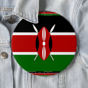 Kenya Flag: With Miniature Flag Frame Border Art  6 Cm Round Badge