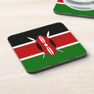 Kenya Flag: With Miniature Flag Frame Border Art  Coaster
