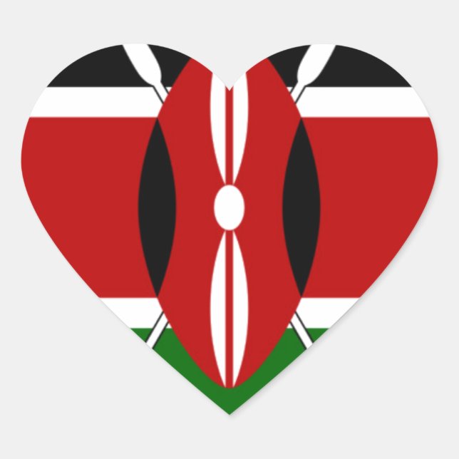 Kenya Flag: With Miniature Flag Frame Border Art  Heart Sticker (Front)