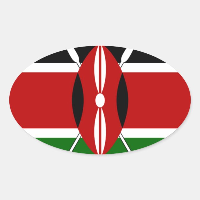 Kenya Flag: With Miniature Flag Frame Border Art  Oval Sticker (Front)