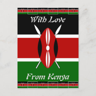 Kenya Flag: With Miniature Flag Frame Border Art  Postcard