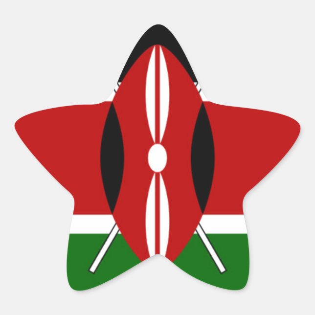 Kenya Flag: With Miniature Flag Frame Border Art  Star Sticker (Front)