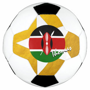 Kenya Football & Gold Kenyan Flag