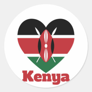 Kenya Heart Flag Classic Round Sticker