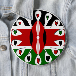 Kenya Hearts 6 Cm Round Badge