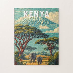 Kenya Illustration Travel Art Vintage Jigsaw Puzzle
