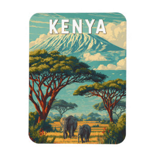 Kenya Illustration Travel Art Vintage Magnet